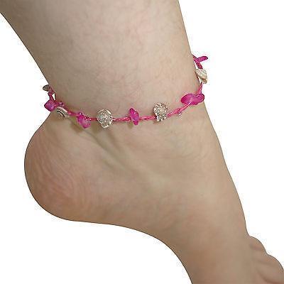Pink Ankle Bracelet Beach Shells Foot Anklet Chain Womens Girls Feet Jewellery