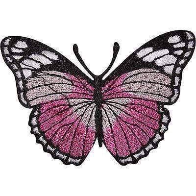 Pink Butterfly Embroidered Iron / Sew On Patch Dress Skirt Jacket Hat Bag Badge