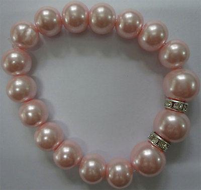 Pink Faux Pearl Bracelet Wristband Bangle Womens Ladies Childs Girls Jewellery Pink Faux Pearl Bracelet Wristband Bangle Womens Ladies Childs Girls Jewellery