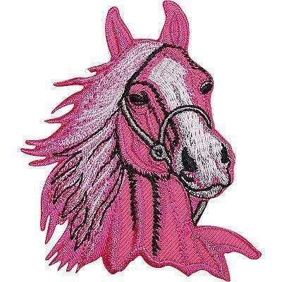 Pink Horse Pony Embroidered Iron Sew On Patch Equestrian Jacket Shirt Bag Badge