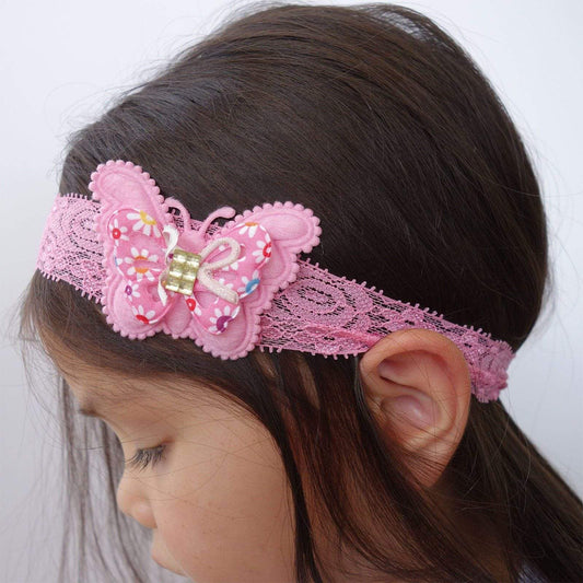Pink Lace Butterfly Hairband Headband Girl Kid Toddler Baby Alice Hair Head Band Pink Lace Butterfly Hairband Headband Girl Kid Toddler Baby Alice Hair Head Band