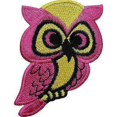 Pink Owl Embroidered Iron / Sew On Patch Bag Jacket T Shirt Jeans Badge Transfer