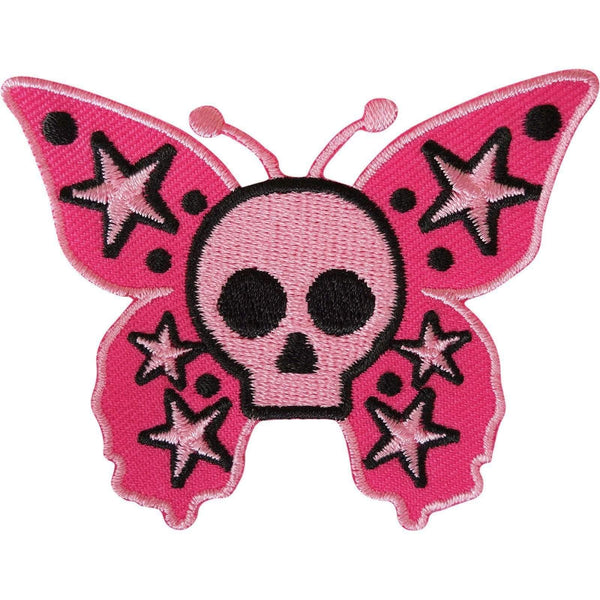 Pink Skull Butterfly Star Patch Iron Sew On Clothes Bag Tattoo Embroidered Badge