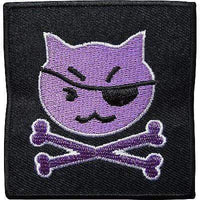 Pirate Cat Skull Bones Embroidered Iron / Sew On Patch Clothes Badge Transfer