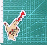 Pistol Hands Shooting Red Hearts Iron On Patch Sew On Patch Embroidered Badge Embroidery Applique Motif