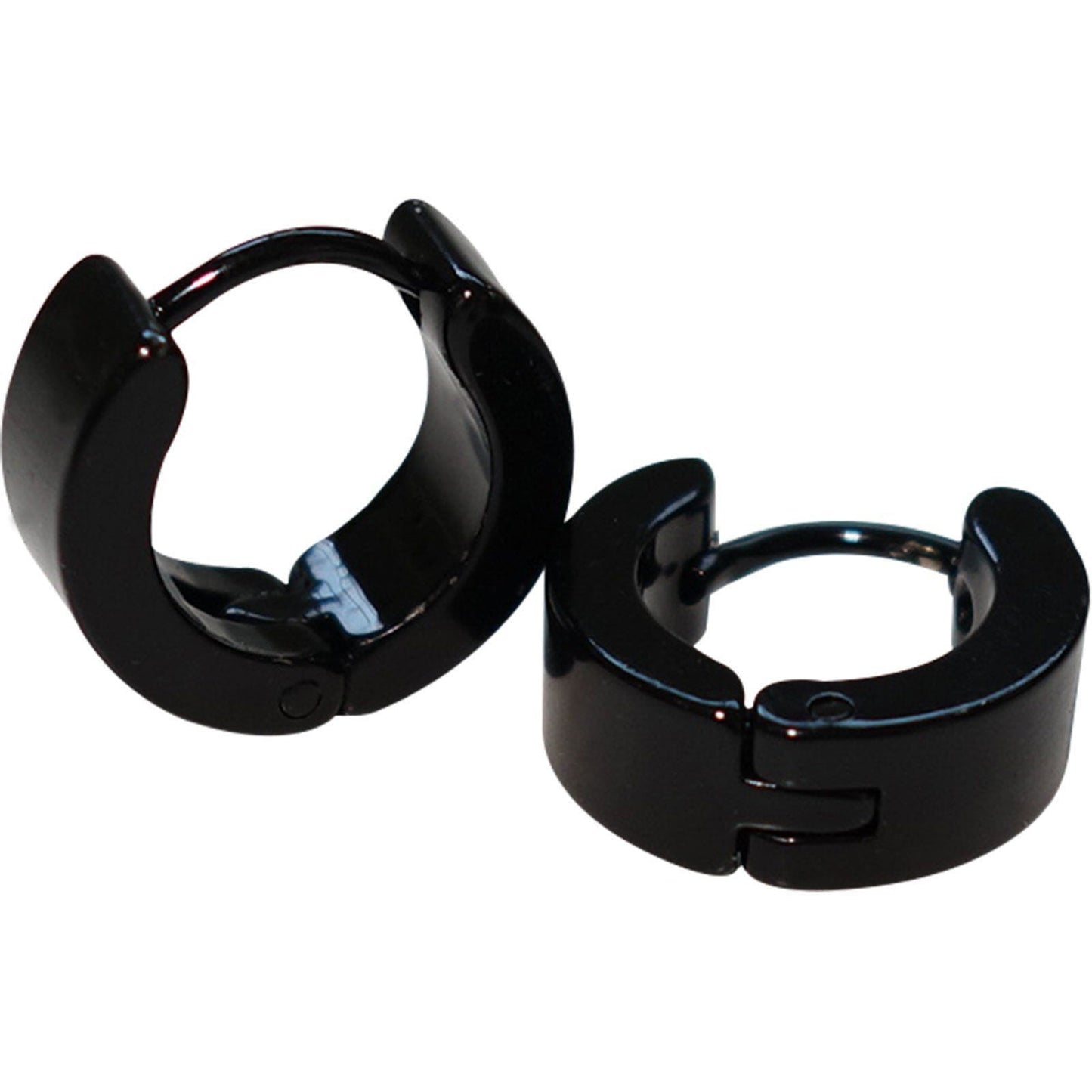Plain Black Hoop Huggie Stud Earrings for Men Women Ladies Male Man Jewellery