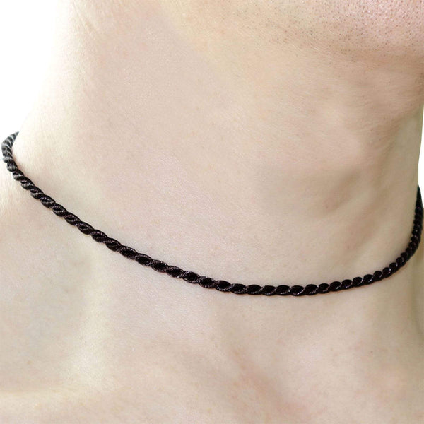 Plain Brown Twisted Rope Silk Cord Necklace Chain Choker Mens Ladies Boys Girls