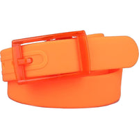 Plain Neon Orange Silicone Rubber Belt Mens Womens Metal Detector Free Travel