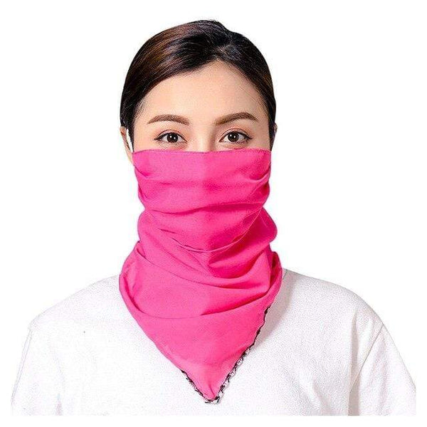 Plain Rose Red Pink Reusable Face Mask Washable Face Covering Scarf Chiffon Silk Fabric