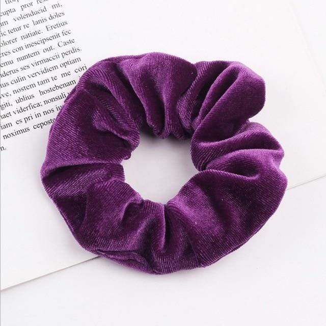 Light Purple Plain Velvet Hair Scrunchies Bobbles Elastic Hair Bands
