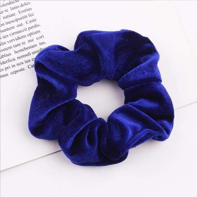 Royal Blue Plain Velvet Hair Scrunchies Bobbles Elastic Hair Bands