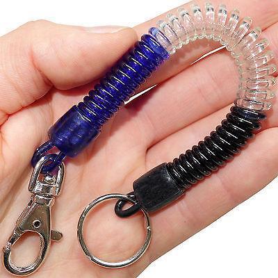 Plastic Spring Coil Spiral Retractable Keychain Key Ring Clip Chain Fob Keyring