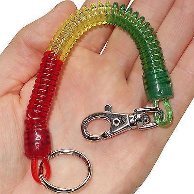 Plastic Spring Coil Spiral Stretchy Retractable Keychain Key Ring Chain Keyring