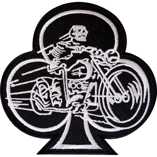 Playing Card Club Patch Iron Sew On Badge Skeleton Biker Motorcycle Motorbike