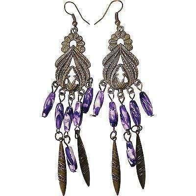 Purple Bronze Beads Dangle Drop Hook Earrings Womens Kids Girls Ladies Jewellery Purple Bronze Beads Dangle Drop Hook Earrings Womens Kids Girls Ladies Jewellery