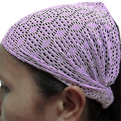 Purple Elastic Lace Hair Net Crochet Snood Headband Hairband Gym Alice Head Band