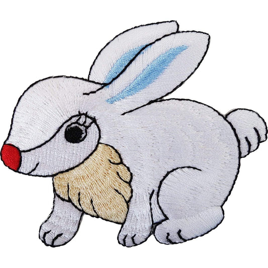 Rabbit Iron On Patch / Sew On Embroidered Bunny Badge Embroidery Animal Applique