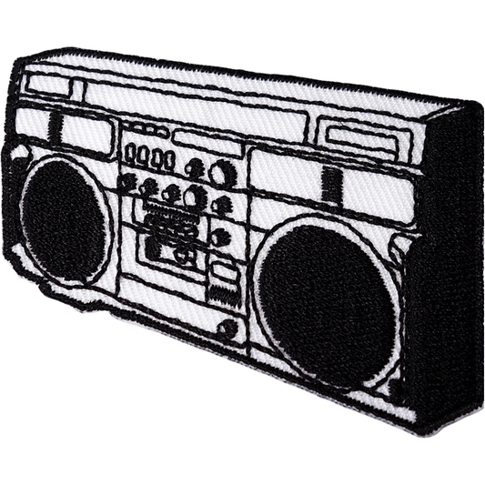 Radio Stereo Patch Iron Sew On Embroidered Badge 1980 Retro Music Player Boombox