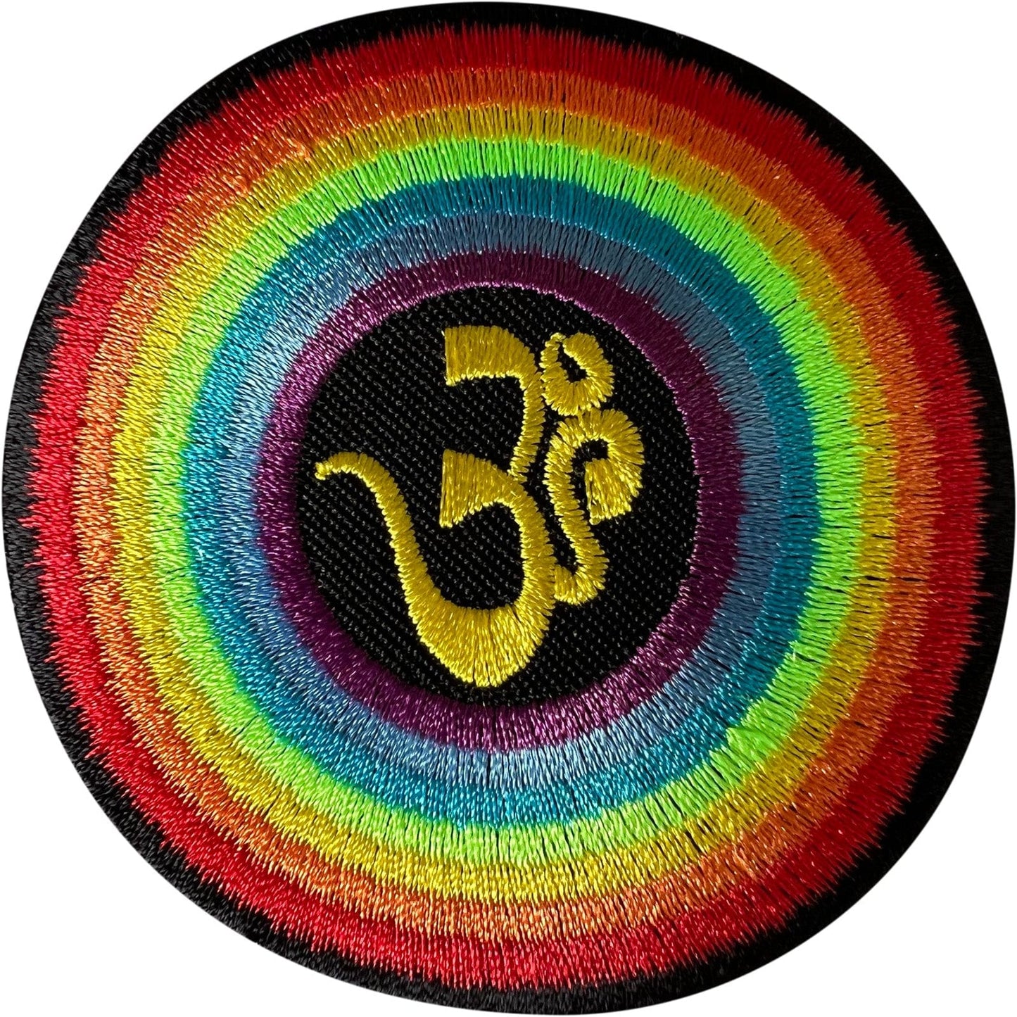 Rainbow Aum Patch Iron Sew On Clothes Yoga Om Hinduism Hindu Embroidered Badge