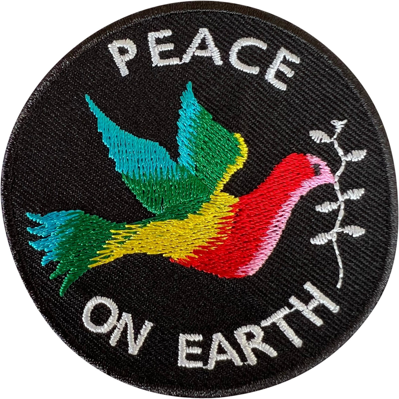Rainbow Dove Peace on Earth Patch Iron Sew On Clothes Bag Bird Embroidered Badge