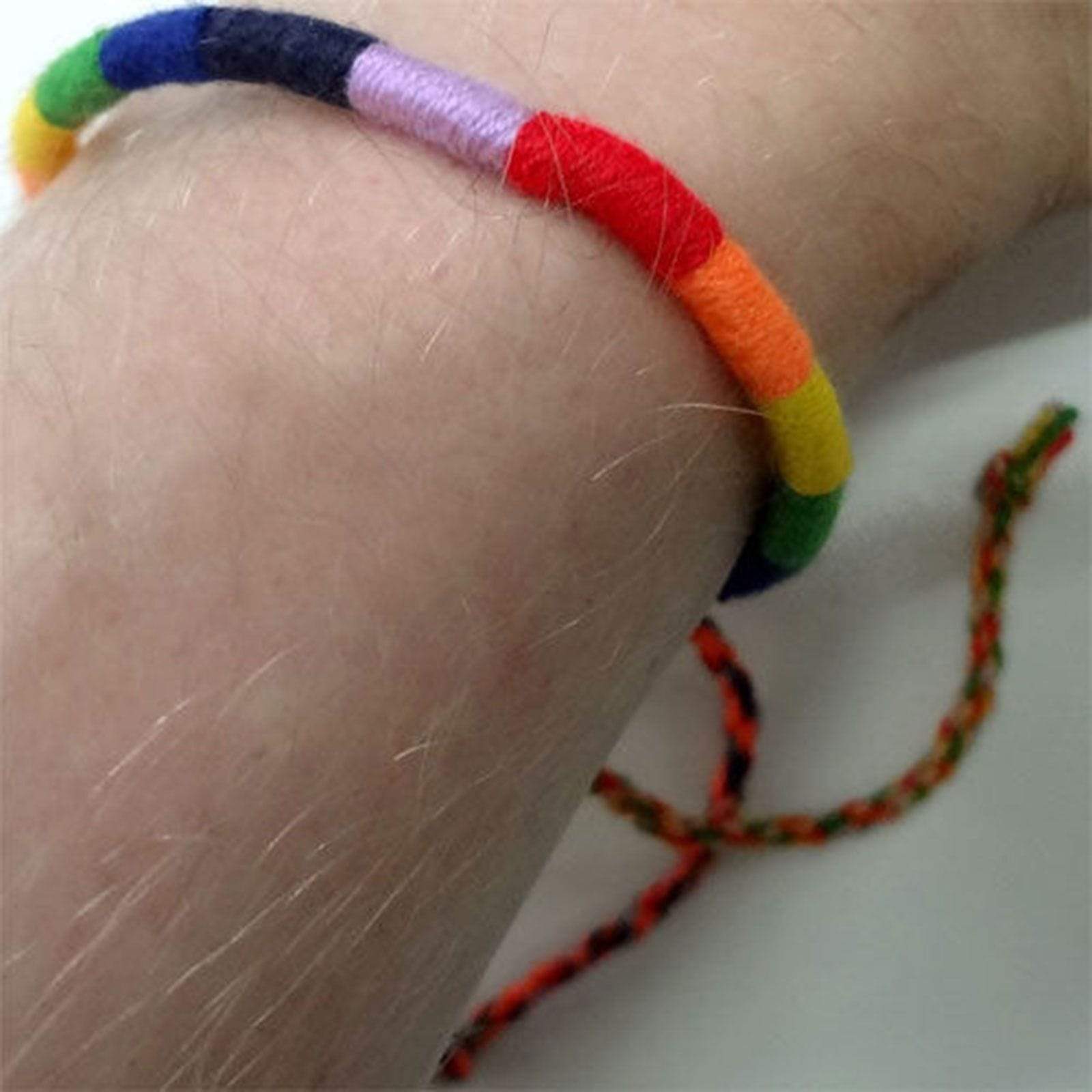 Rainbow Friendship Bracelet Wristband Bangle Mens Womens Gay Pride Lesbian LGBT