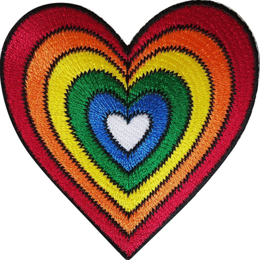 Rainbow Heart Patch Iron Sew On Embroidered Applique Embroidery Badge Gay Pride