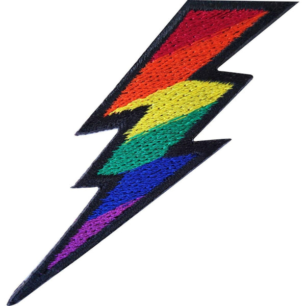 Rainbow Lightning Iron On Patch Sew On Embroidered Badge Lesbian LGBT Gay Pride