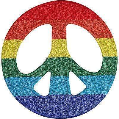 Rainbow Peace Sign Embroidered Iron / Sew On Patch T Shirt Gay Pride Flag Badge