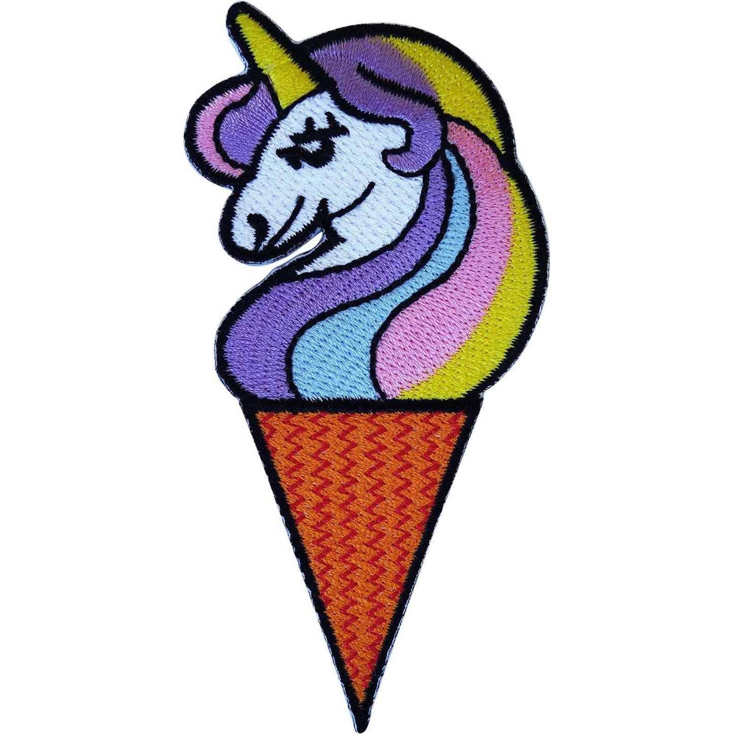 Rainbow Unicorn Ice Cream Cone Patch Iron On Sew On Embroidered Horse Pony Badge