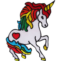 Rainbow Unicorn Patch Iron On Sew On Embroidered Heart Pony Horse Badge Applique