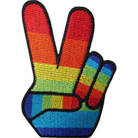 Rainbow V for Victory Iron Sew On Patch Peace Sign Embroidered Badge Gay Pride