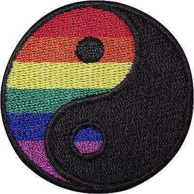 Rainbow Yin Yang Embroidered Iron Sew On Patch Symbol Sign Gay Pride Flag Badge