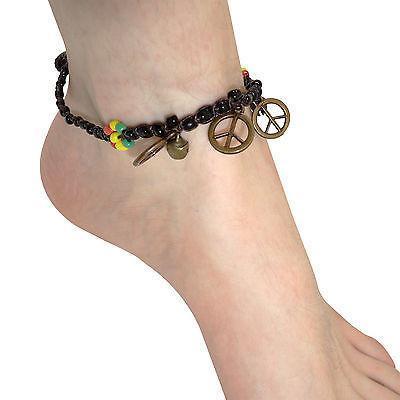 Rasta Flower Peace Sign Ankle Bracelet Foot Anklet Chain Feet Charm Jewellery