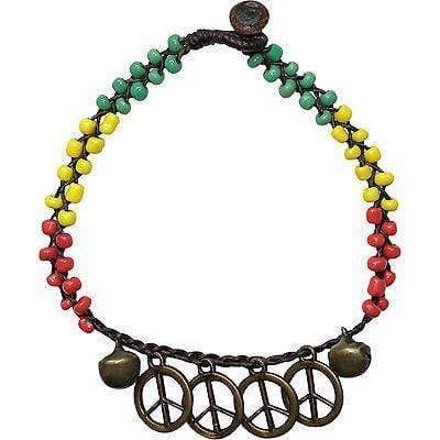 Rasta Peace Sign Beads Ankle Bracelet Foot Anklet Chain Reggae Hippie Jewellery