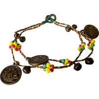 Rasta Reggae Beaded Coin Anklet Foot Chain Ankle Bracelet Womens Mens Jewellery