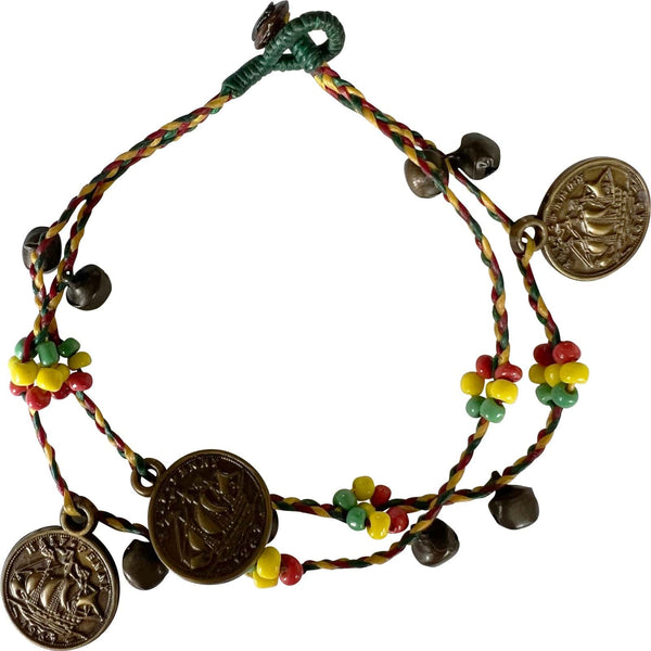 Rasta Reggae Beaded Coin Anklet Foot Chain Ankle Bracelet Womens Mens Jewellery