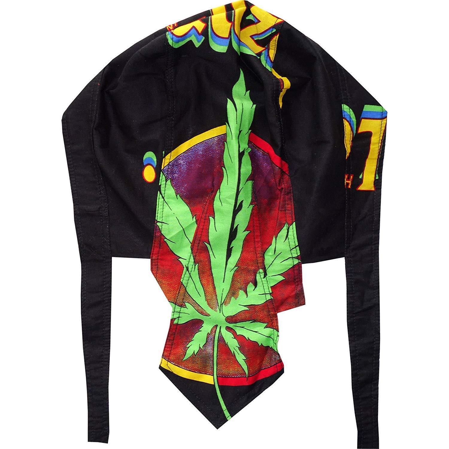 Rasta Reggae Skunk Weed Cannabis Leaf Zandana Bandana Doo Dew Du Do Rag Hat Cap