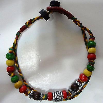 Rasta Silver Colour Beads Bracelet Wristband Bangle Mens Womens Boys Jewellery