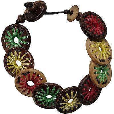 Rastafarian Handmade Coconut Wood Wristband Bracelet Bangle Womens Girls Jewelry