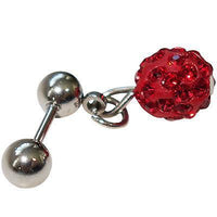 Red Crystal Ball Ear Stud Earring Barbell Cartilage Tragus Body Piercing Jewelry
