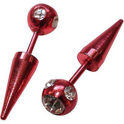 Red Crystal Ball Fake Ear Lobe Plug Stud Spike Earrings Body Piercing Jewellery Red Crystal Ball Fake Ear Lobe Plug Stud Spike Earrings Body Piercing Jewellery