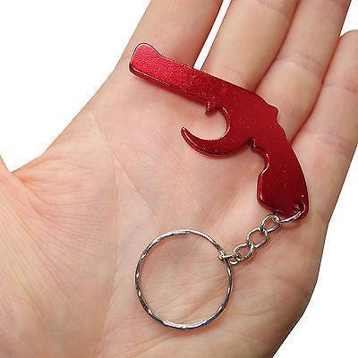 Red Gun Pistol Key Ring Chain Fob Bottle Opener Keyring Keychain Bag Charm Toy