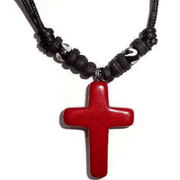 Red Jesus Cross Pendant Chain Necklace Mens Womens Ladies Boys Girls Jewellery