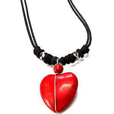 Red Love Heart Pendant Chain Necklace Choker Womens Ladies Girls Kids Jewellery