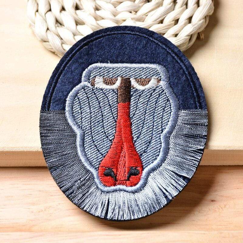 Red Nose Mandrill Monkey Patch Iron On Sew On Embroidered Badge Embroidery Applique