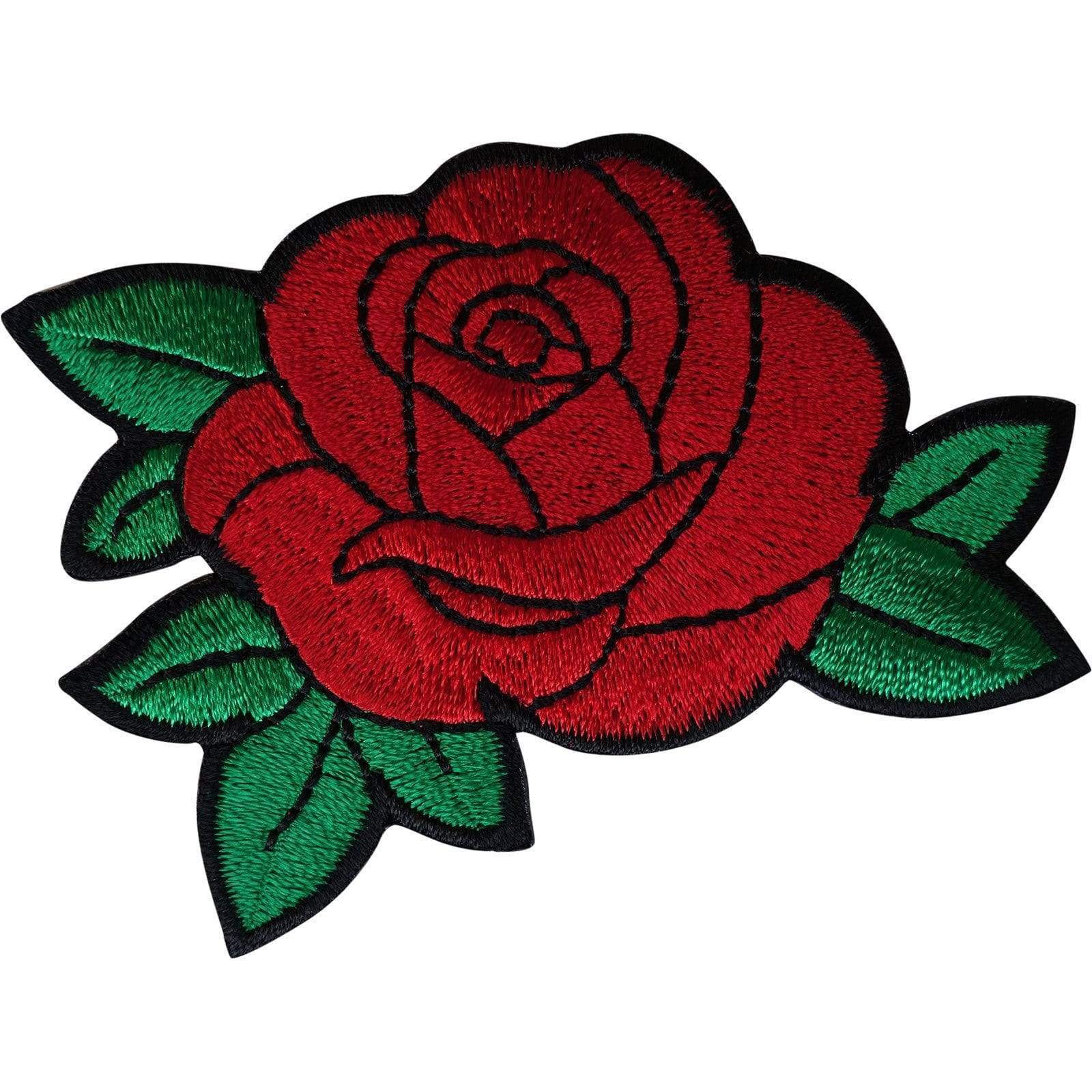 Red Rose Flower Patch Iron Sew On Embroidered Badge Clothes Embroidery Applique