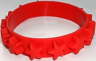 Red Rubber Silicone Stars Bracelet Wristband Bangle Mens Womens Ladies Jewellery