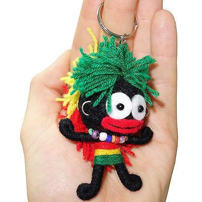 Reggae Rasta Music Voodoo Doll Keyring Wearing Necklace Hoop Earrings Bob Marley
