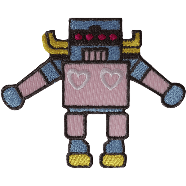 Robot Iron On Patch Sew On Clothes Embroidered Badge Heart Embroidery Applique