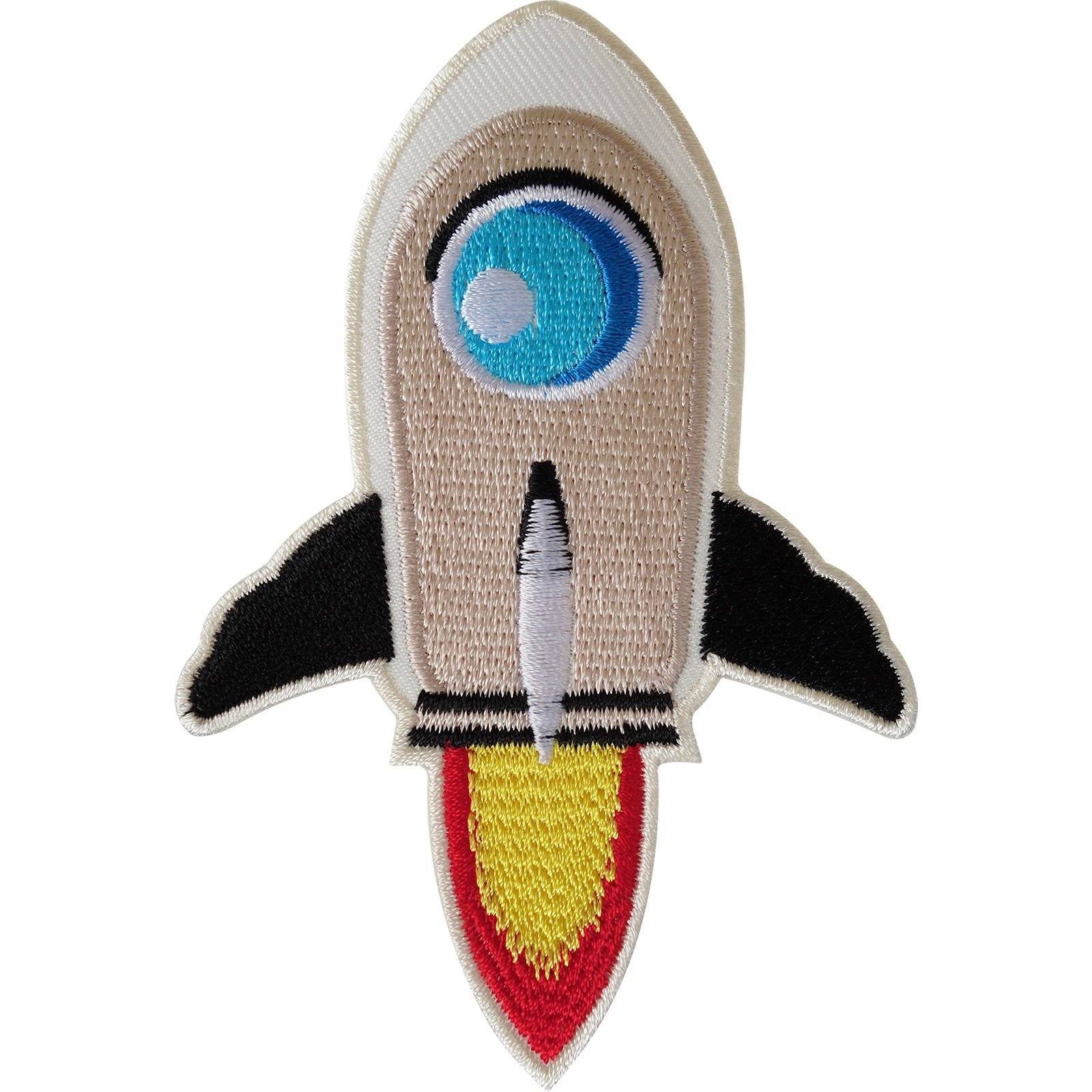 Rocket Patch Iron / Sew On Clothes Jacket Jeans Bag Space NASA Embroidered Badge